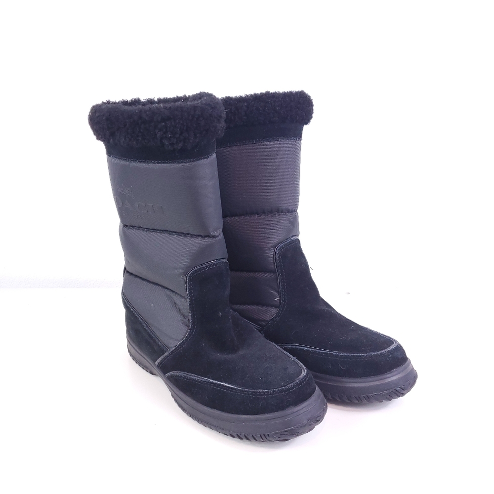 COACH New York Black Sherman Winter Boots with Fur Lining 